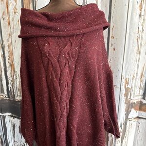 Ana 3x Women's Maroon Cable Knit Sweater